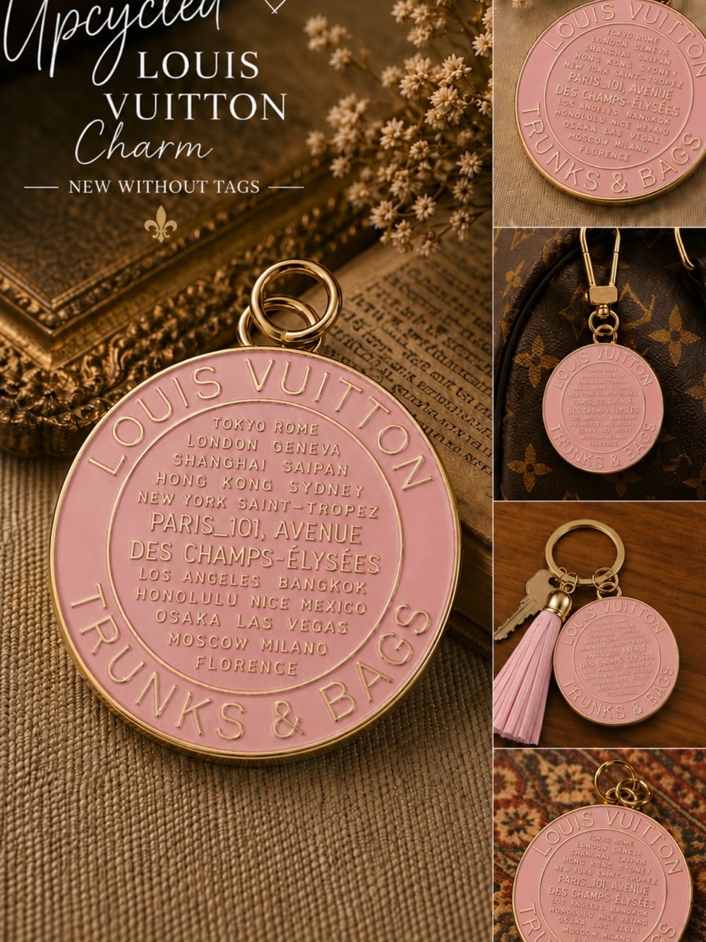Louis Vuitton Pink and Gold Round Trunks & Bags Charm